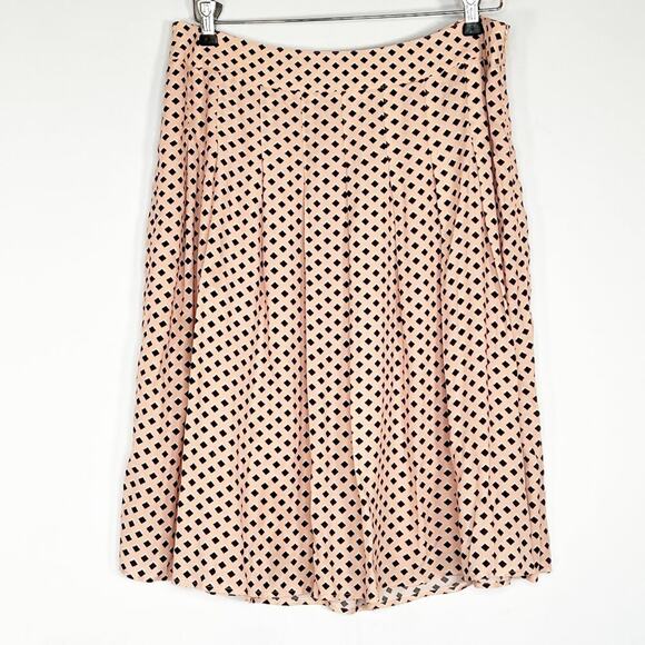 Talbots Pink Black Geometric Pleated A-Line Skirt - Picture 1 of 8